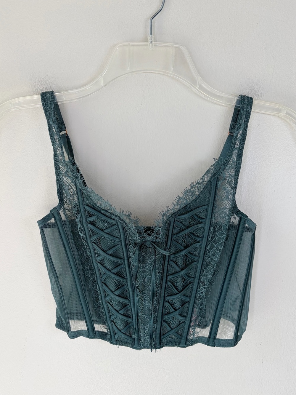 Victoria’s Secret Dream Angles Teal Green Ribbon Corset Top Fairy Ethereal